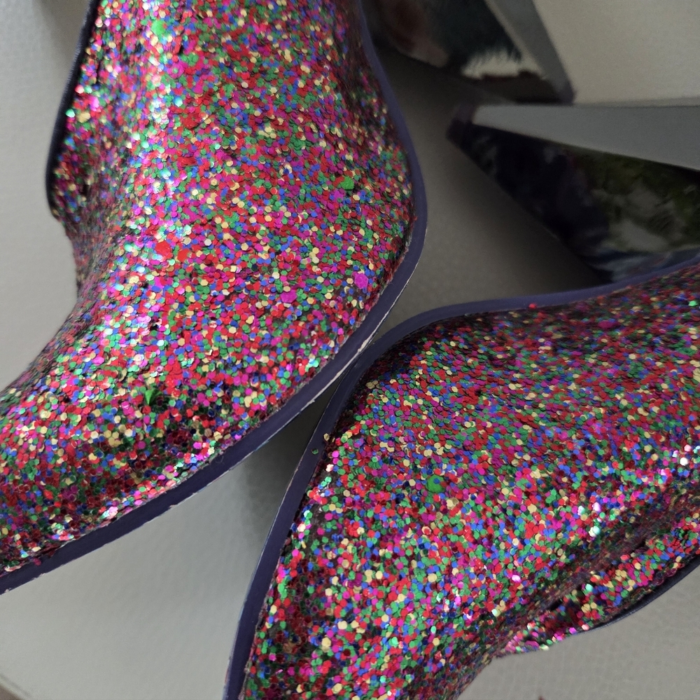 Irregular Choice Multicolor Rainbow Glitter Geometric Cone Heels VTG HTF 80's - Picture 13 of 16